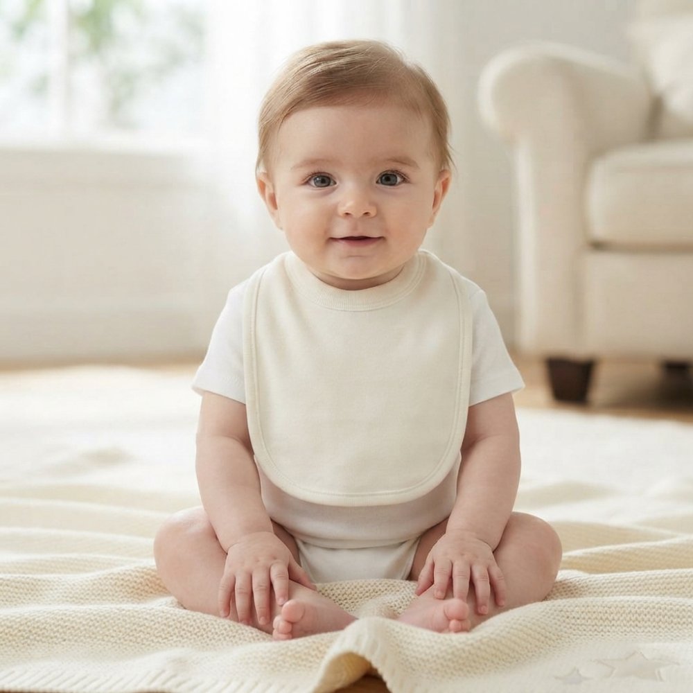 BB9: Plain Light Cream Pull Over Head Bib (Made in UK) BB9: Plain Light Cream Pull Over Head Bib (Made in UK)